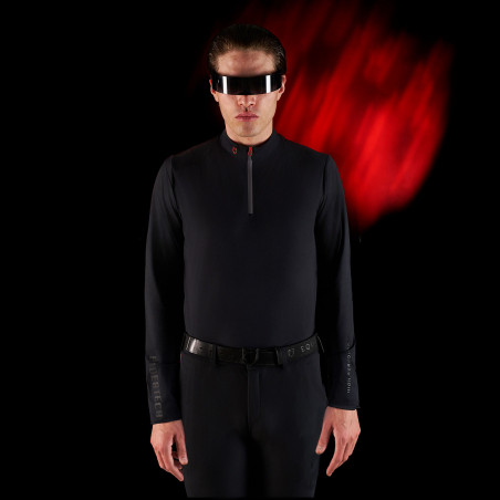 Polo da allenamento uomo Equestro Ridertechnology a maniche lunghe con zip