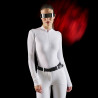 Polo da concorso donna Equestro Ridertechnology a maniche lunghe con zip - Bianco