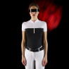 Polo da concorso donna Equestro Ridertechnology in tessuto traforato - Bianco / nero