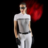 Polo da concorso donna Equestro Ridertechnology in tessuto traforato - Bianco / uccello beffardo