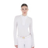 Polo da concorso slim fit da donna con inserti in mesh Equestro - Bianco
