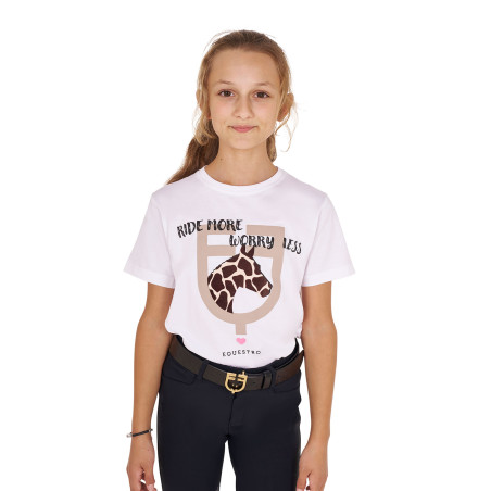 T-shirt Equestro in cotone da bambina Ride More Worry Less