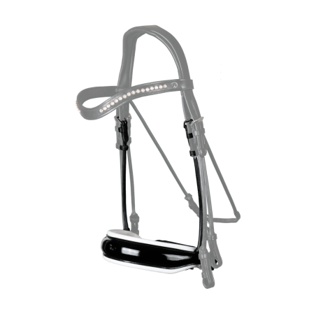 Capezzina Dy'on collezione dressage in cuoio tondo Large Verniciata con Fodera Bianca