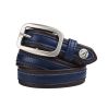Cintura in cuoio Bates - Marrone / blu navy