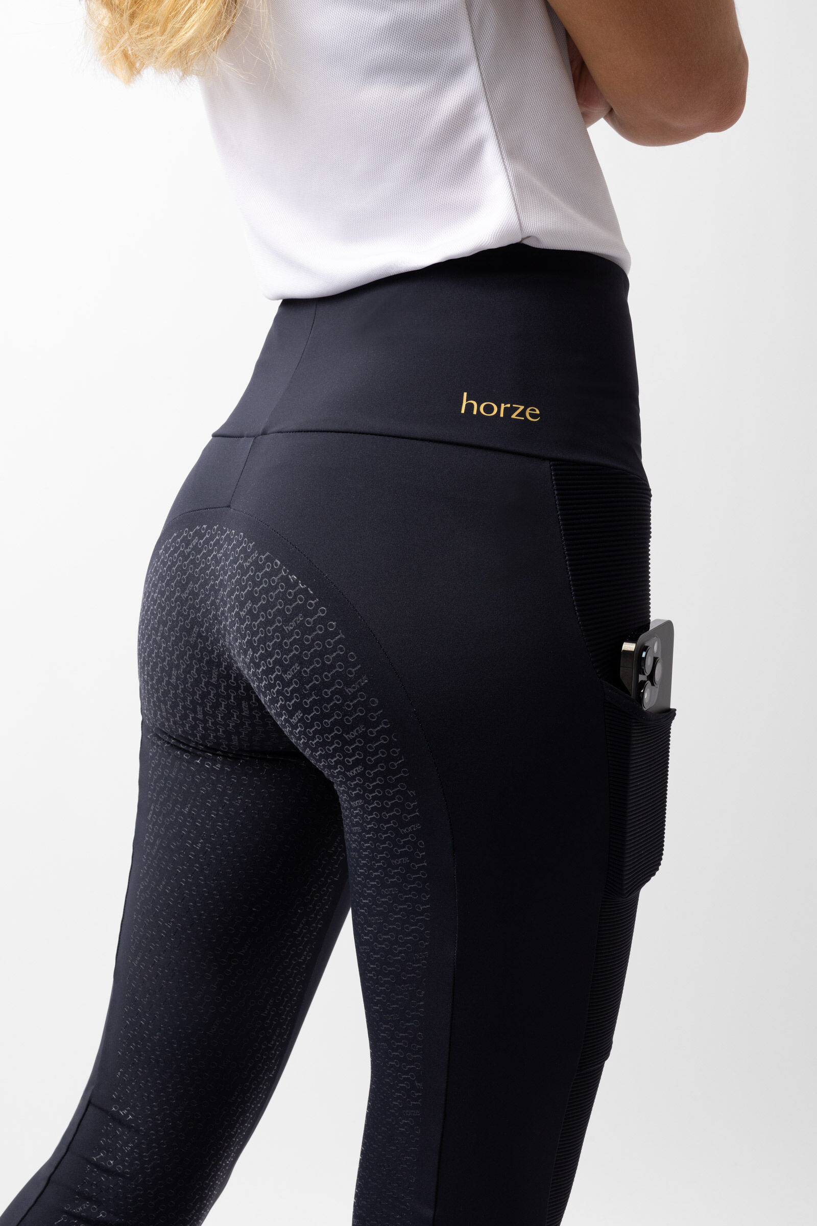 Leggings Horze Mathilde da donna con grip in silicone Blu navy scuro