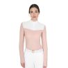 Polo da concorso Donna Maniche Lunghe in Tessuto Tecnico e Mesh Equestro - Rosa cammeo