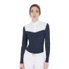 Polo da concorso Donna Maniche Lunghe in Tessuto Tecnico e Mesh Equestro - Blazer marine