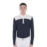Polo da concorso Uomo Maniche Lunghe con Bottoni Equestro - Bianco / blu navy