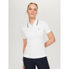 Polo con zip Tommy Hilfiger Equestrian Camden a maniche corte da donna - Bianco