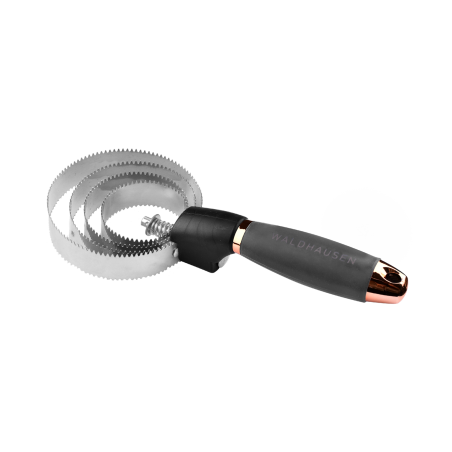 Striglia metallica rotonda Waldhausen con manico in gel