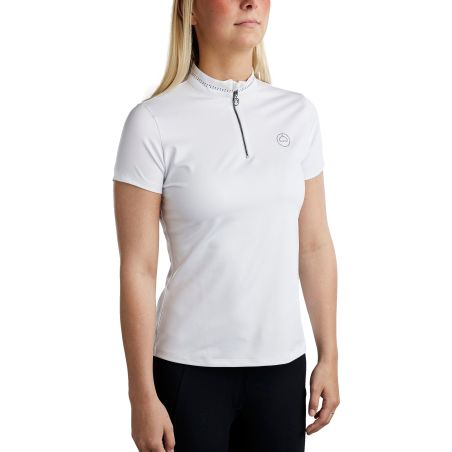 T-shirt a maniche corte Montar MoBlair con cristallo grigio scuro donna