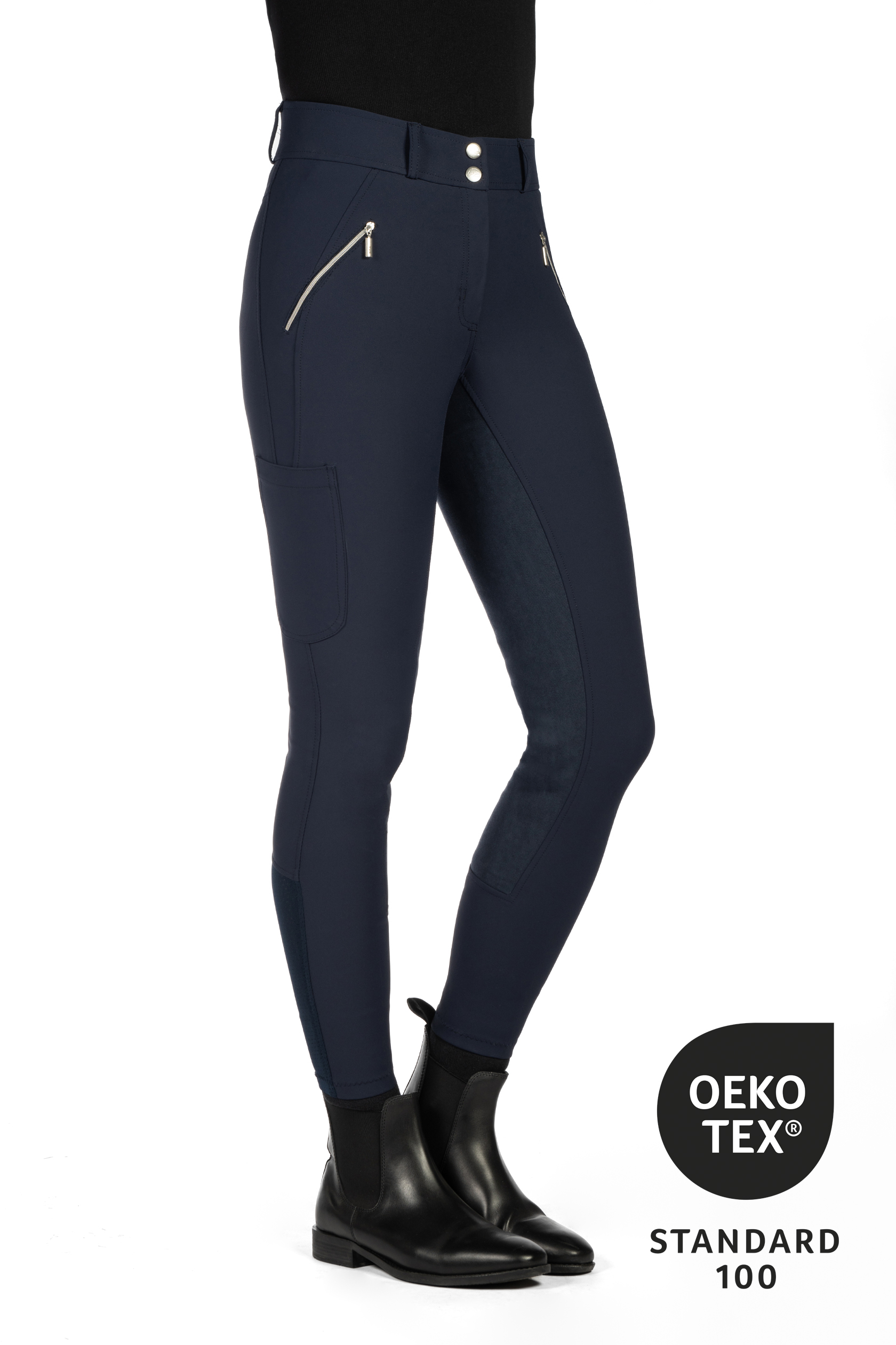 Pantaloni HKM Lia a vita alta con fondo intero in Alos Bianco Pantaloni HKM Lia a vita alta con fondo intero in Alos Bianco