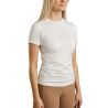 T-shirt in maglia a maniche corte Montar MoStella con logo inciso al laser da donna - Bianco