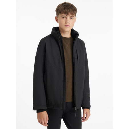 Giacca da equitazione impermeabile Team Young Rider da ragazzo nera