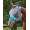 Maschera anti-mosche Weatherbeeta ComFiTec Deluxe Mesh con orecchie e frange - Grigio / turchese