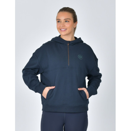 Felpa in pile Dublin da donna con cappuccio e zip 1/4