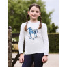 T-shirt a maniche lunghe a sbuffo Dublin Poppy bambino/a - Marmo bianco / pony nordico
