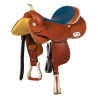Sella Pool's 5020 con seduta in cuoio grezzo colore blu per barrel racing - Cognac