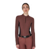 Polo Tecnico da Allenamento Donna Maniche Lunghe Equestro - Marrone