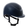 Casco lucido Equestro con cinturino in similpelle, visiera stretta omologazione EN1384-2023 - Blu navy / blu navy argento