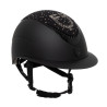 Casco Equestro opaco con visiera larga e logo con strass omologato EN 1384-2023 - Nero / nero lucido