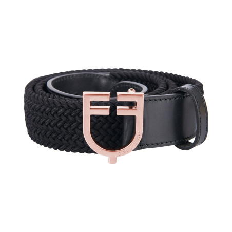 Cintura Equestro in pelle elastica con fibbia rose gold con logo