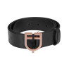 Cintura Equestro in pelle nera con fibbia rose gold - Nero
