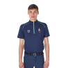 Polo da allenamento uomo Equestro x FISE con zip, bandiera italiana, maniche corte - Blazer marine