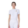 Polo da concorso donna stretch Equestro x FISE maniche corte - Bianco