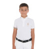 Polo da gara bambino quattro bottoni Equestro x FISE maniche corte - Bianco
