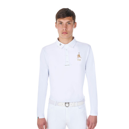 Polo da competizione uomo maniche lunghe Equestro x FISE