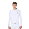 Polo da competizione uomo maniche lunghe Equestro x FISE - Bianco