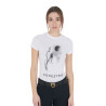 T-shirt donna Equestro taglio slim stampato Moonlight maniche corte - Bianco