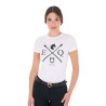 T-shirt donna Equestro EQ in cotone a maniche corte - Bianco