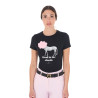 T-shirt da donna Equestro Head In The Clouds in cotone a maniche corte - Nero