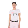 T-shirt da donna Equestro Head In The Clouds in cotone a maniche corte - Bianco