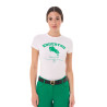 T-shirt donna Equestro Jumping Horse Club in cotone a maniche corte - Bianco
