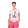 T-shirt da donna Equestro So Lovely in cotone a maniche corte - Bianco