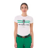 T-shirt donna Equestro Stripe Horse Club in cotone a maniche corte - Bianco