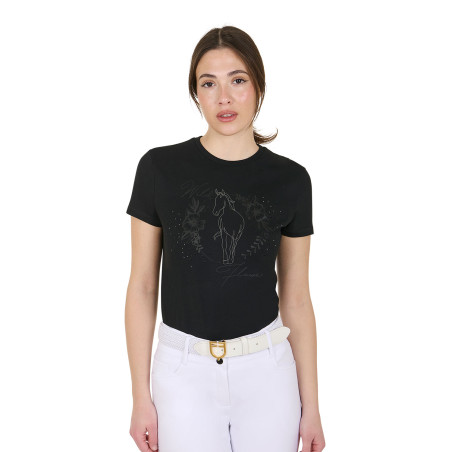 T-shirt donna Equestro Wild Flower in cotone a maniche corte