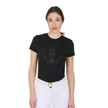T-shirt da donna Equestro Wild Heart in cotone a maniche corte