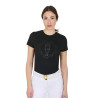 T-shirt da donna Equestro Wild Heart in cotone a maniche corte - Nero