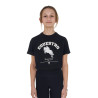 T-shirt da bambina Equestro Jumping Horse Club in cotone a maniche corte - Nero