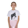 T-shirt da bambina Equestro Ready To The Party in cotone con strass a maniche corte - Bianco