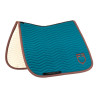 Sottosella da dressage Equestro trapuntato Wave in tessuto tecnico - Blu corallo / marrone