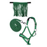 Set di capezza HKM Lilly con moschettone e frange rimovibili - Verde