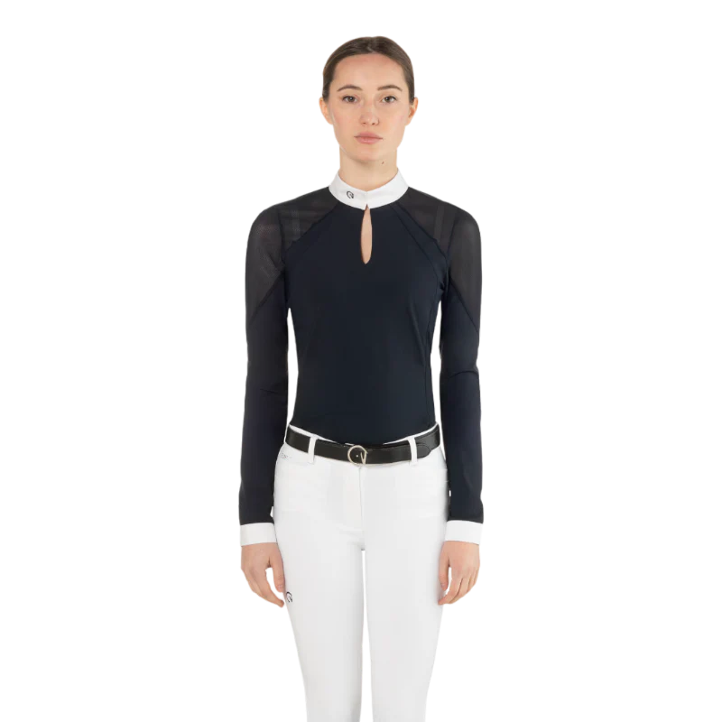 Polo da concorso Teresa Ego7 a maniche lunghe da donna Marina Blu marino