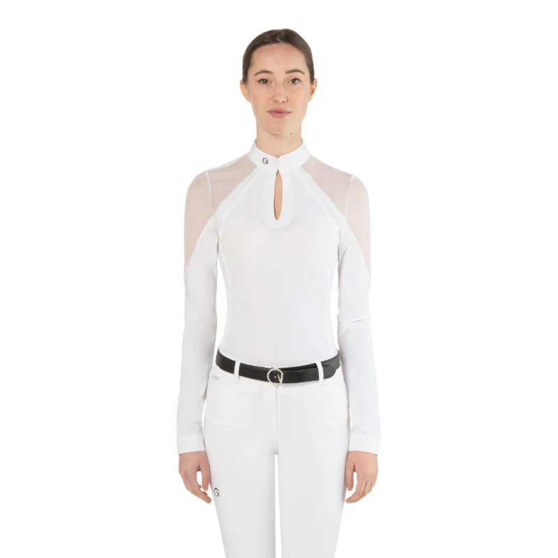 Polo da concorso Teresa Ego7 a maniche lunghe da donna Bianco Polo da concorso Teresa Ego7 a maniche lunghe da donna Bianco