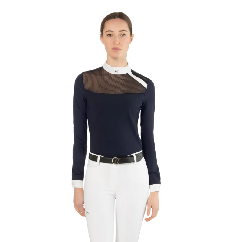 Polo da concorso Nina Ego7 a maniche lunghe da donna Marina Blu marino