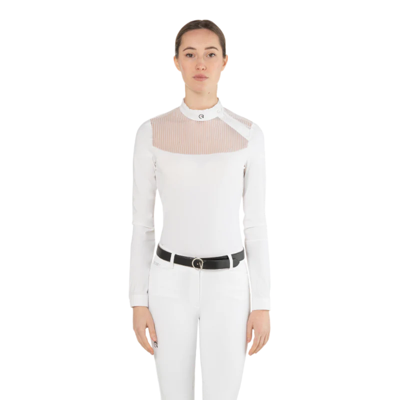 Polo da concorso Nina Ego7 a maniche lunghe da donna Bianco